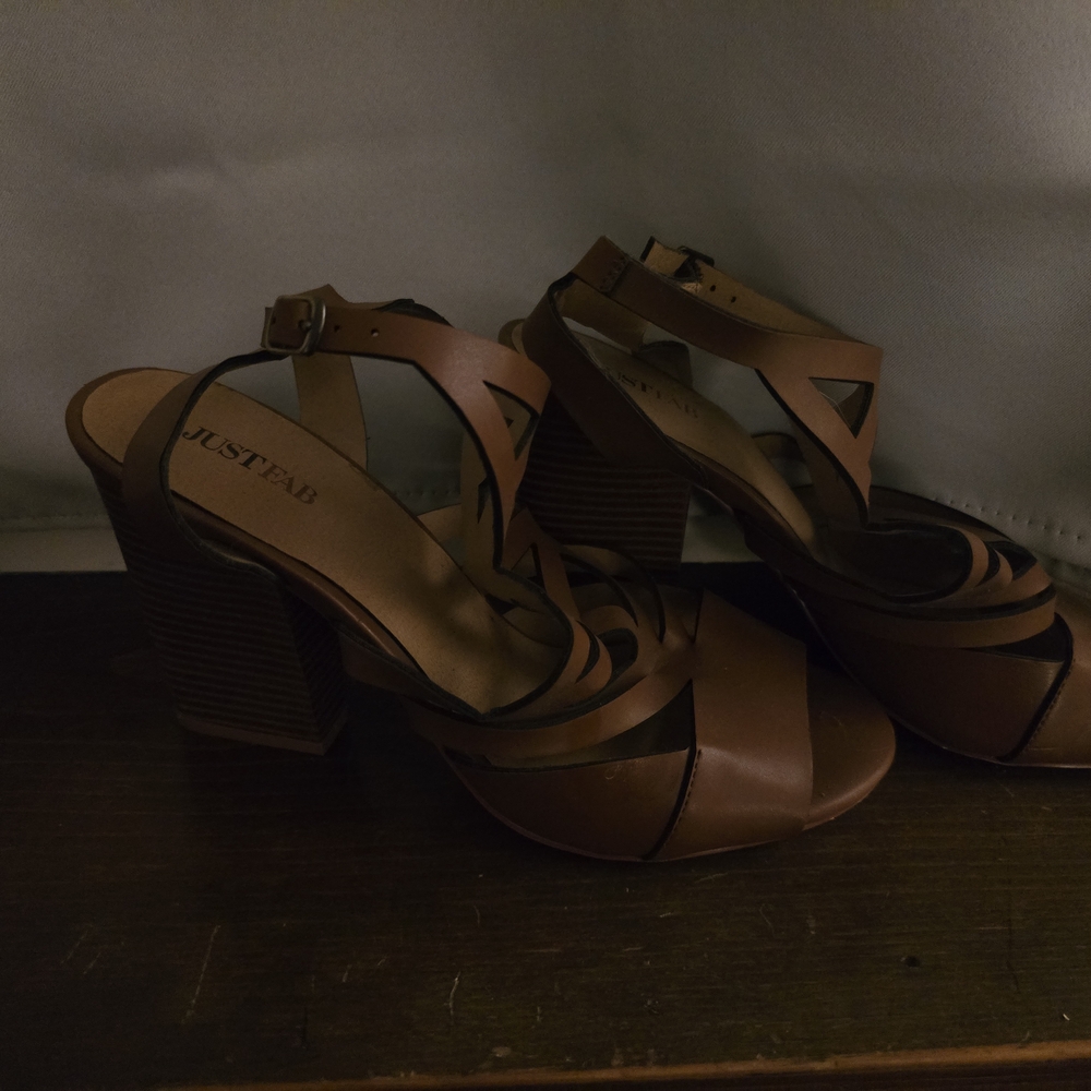 JustFab Tan Cutout Sandals - Picture 2 of 5
